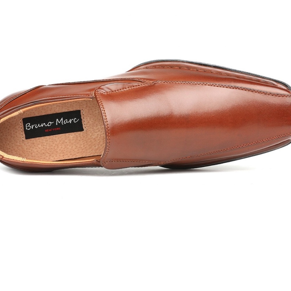 Brown Leather Slip-On Loafers with Glossy Finish